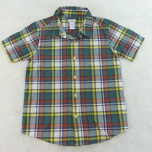 Carter’s Boys Size 7 Short-sleeve Green Plaid Button-down shirt